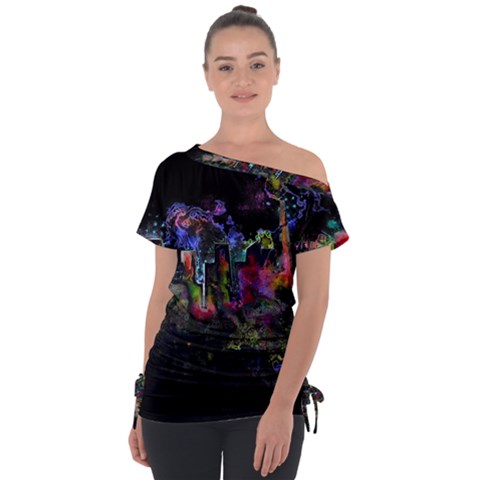 Grunge Paint Splatter Splash Ink Tie-up Tee by Pakrebo