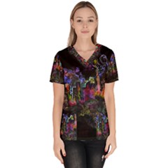 Grunge Paint Splatter Splash Ink Women s V-neck Scrub Top by Pakrebo