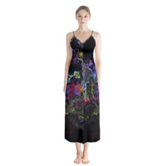 Grunge Paint Splatter Splash Ink Button Up Chiffon Maxi Dress by Pakrebo