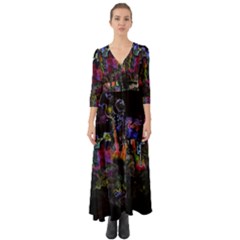 Grunge Paint Splatter Splash Ink Button Up Boho Maxi Dress by Pakrebo