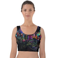 Grunge Paint Splatter Splash Ink Velvet Crop Top by Pakrebo