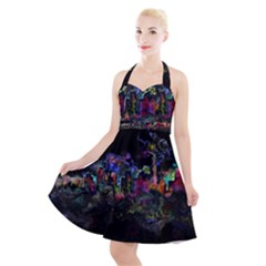 Grunge Paint Splatter Splash Ink Halter Party Swing Dress  by Pakrebo