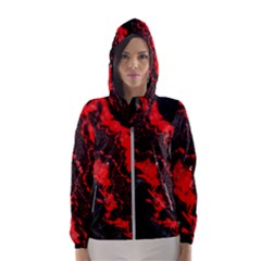 Red Black Fractal Mandelbrot Art Wallpaper Hooded Windbreaker (women) by Pakrebo