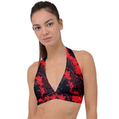 Red Black Fractal Mandelbrot Art Wallpaper Halter Plunge Bikini Top