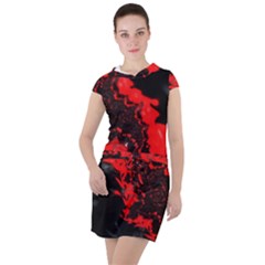 Red Black Fractal Mandelbrot Art Wallpaper Drawstring Hooded Dress