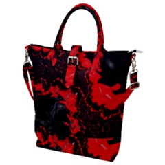 Red Black Fractal Mandelbrot Art Wallpaper Buckle Top Tote Bag