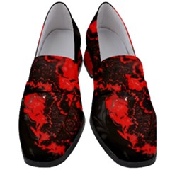 Red Black Fractal Mandelbrot Art Wallpaper Women s Chunky Heel Loafers