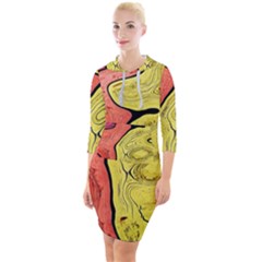 Pattern Background Abstract Quarter Sleeve Hood Bodycon Dress