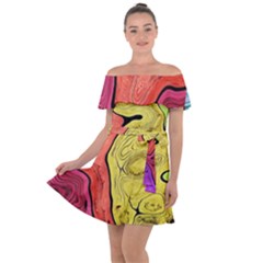 Pattern Background Abstract Off Shoulder Velour Dress