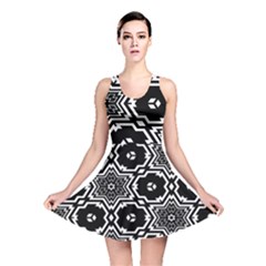 Black And White Pattern Background Structure Reversible Skater Dress by Pakrebo