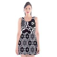 Black And White Pattern Background Structure Scoop Neck Skater Dress by Pakrebo