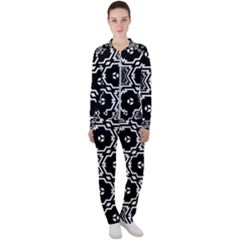 Black And White Pattern Background Structure Casual Jacket And Pants Set by Pakrebo