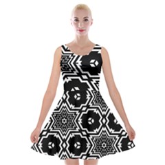 Black And White Pattern Background Structure Velvet Skater Dress by Pakrebo