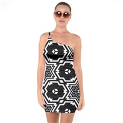 Black And White Pattern Background Structure One Soulder Bodycon Dress by Pakrebo