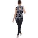 Black And White Pattern Background Structure Mock Neck Chiffon Sleeveless Top View2