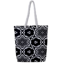 Black And White Pattern Background Structure Full Print Rope Handle Tote (small) by Pakrebo