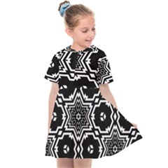 Black And White Pattern Background Structure Kids  Sailor Dress by Pakrebo