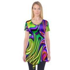 Fractal Mandelbrot Art Wallpaper Short Sleeve Tunic  by Pakrebo