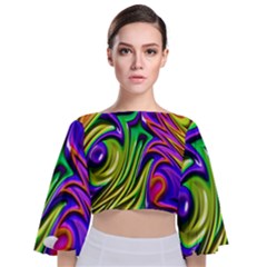 Fractal Mandelbrot Art Wallpaper Tie Back Butterfly Sleeve Chiffon Top by Pakrebo