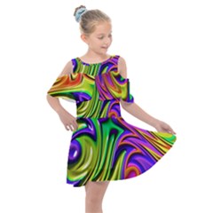 Fractal Mandelbrot Art Wallpaper Kids  Shoulder Cutout Chiffon Dress by Pakrebo