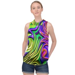 Fractal Mandelbrot Art Wallpaper High Neck Satin Top