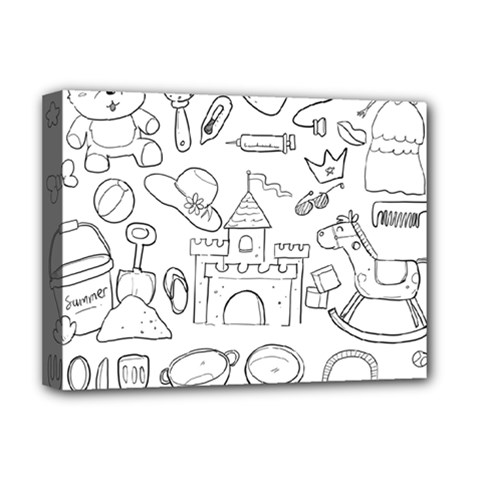 Baby Hand Sketch Drawn Toy Doodle Deluxe Canvas 16  X 12  (stretched)  by Pakrebo