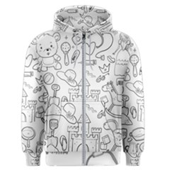 Baby Hand Sketch Drawn Toy Doodle Men s Zipper Hoodie by Pakrebo