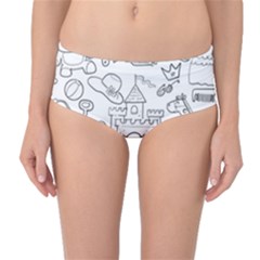 Baby Hand Sketch Drawn Toy Doodle Mid-waist Bikini Bottoms by Pakrebo