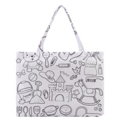 Baby Hand Sketch Drawn Toy Doodle Medium Tote Bag by Pakrebo