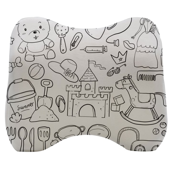 Baby Hand Sketch Drawn Toy Doodle Velour Head Support Cushion