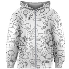 Baby Hand Sketch Drawn Toy Doodle Kids  Zipper Hoodie Without Drawstring by Pakrebo