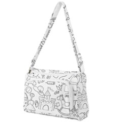 Baby Hand Sketch Drawn Toy Doodle Front Pocket Crossbody Bag