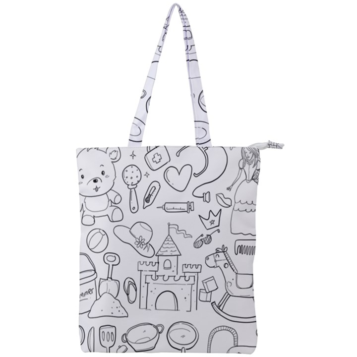 Baby Hand Sketch Drawn Toy Doodle Double Zip Up Tote Bag