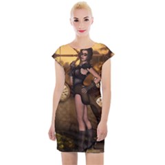 Wonderful Steampunk Lady Cap Sleeve Bodycon Dress by FantasyWorld7