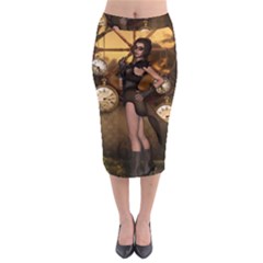 Wonderful Steampunk Lady Midi Pencil Skirt by FantasyWorld7