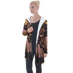 Wonderful Steampunk Lady Longline Hooded Cardigan