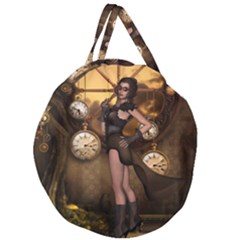 Wonderful Steampunk Lady Giant Round Zipper Tote by FantasyWorld7