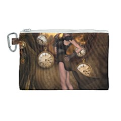 Wonderful Steampunk Lady Canvas Cosmetic Bag (large) by FantasyWorld7