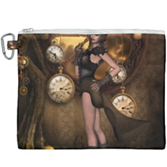 Wonderful Steampunk Lady Canvas Cosmetic Bag (xxxl) by FantasyWorld7