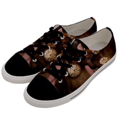 Wonderful Steampunk Lady Men s Low Top Canvas Sneakers by FantasyWorld7