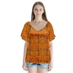 Ml--4-7 V-neck Flutter Sleeve Top by ArtworkByPatrick