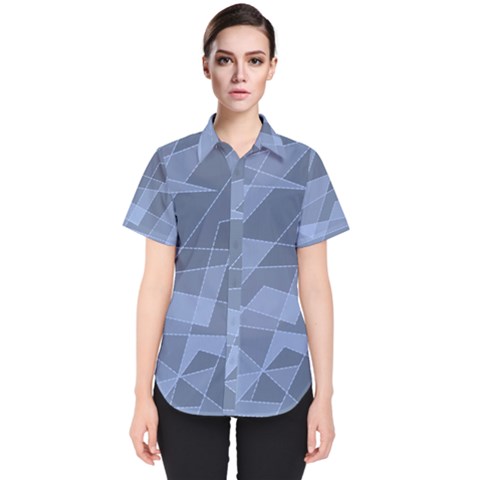 Lines Shapes Pattern Web Creative Women s Short Sleeve Shirt by Pakrebo