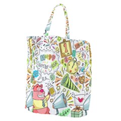 Doodle New Year Party Celebration Giant Grocery Tote by Pakrebo