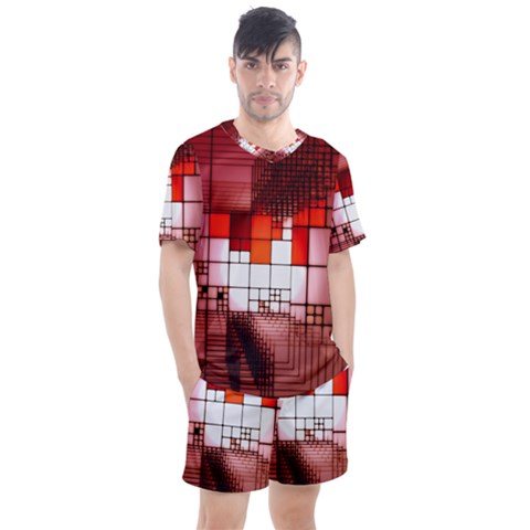 Pattern Structure Light Patterns Men s Mesh Tee And Shorts Set by Pakrebo