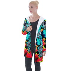 Fractal Mandelbrot Art Wallpaper Longline Hooded Cardigan