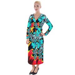 Fractal Mandelbrot Art Wallpaper Velvet Maxi Wrap Dress by Pakrebo