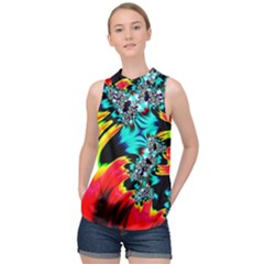 Fractal Mandelbrot Art Wallpaper High Neck Satin Top