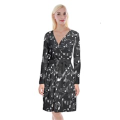 Fabric Cloth Textile Clothing Long Sleeve Velvet Front Wrap Dress by Pakrebo