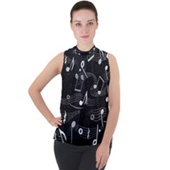 Fabric Cloth Textile Clothing Mock Neck Chiffon Sleeveless Top