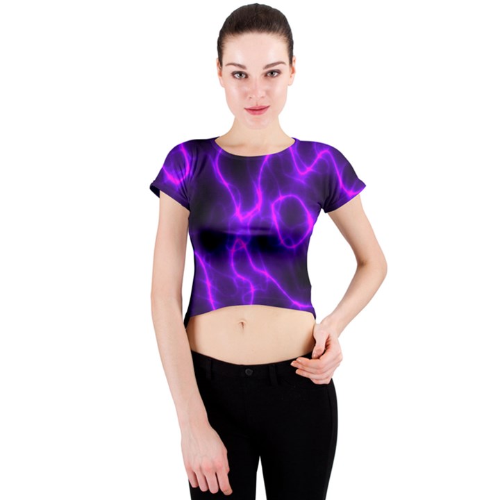 Purple Pattern Background Structure Crew Neck Crop Top